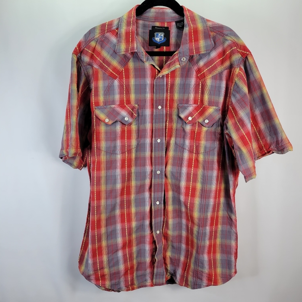Mens R U (Resistol University) SS Pearl Snap Western Shirt Size XL